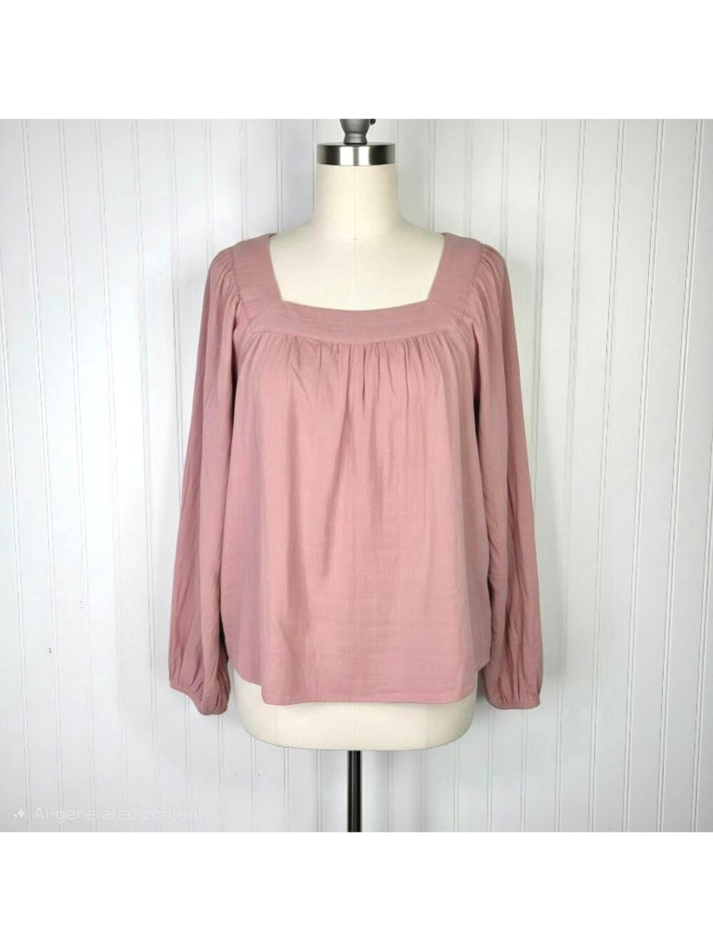 Sonoma Goods For Life Peasant Top Womens L Pink Square Neck Blouse Boho Cottage